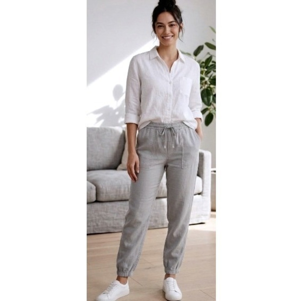 Thread & Supply Women Small Gray Mid Rise Drawstring Cargo Joggers Utility Pants